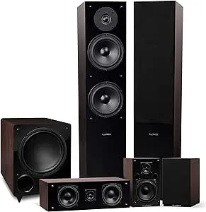 Fluance Elite High Definition Surround Sound Home Theater 5.1 Channel Speaker System Including Three-Way Floorstanding, Center Channel, Rear Surround Speakers and a DB10 Subwoofer - Walnut (SX51WR)