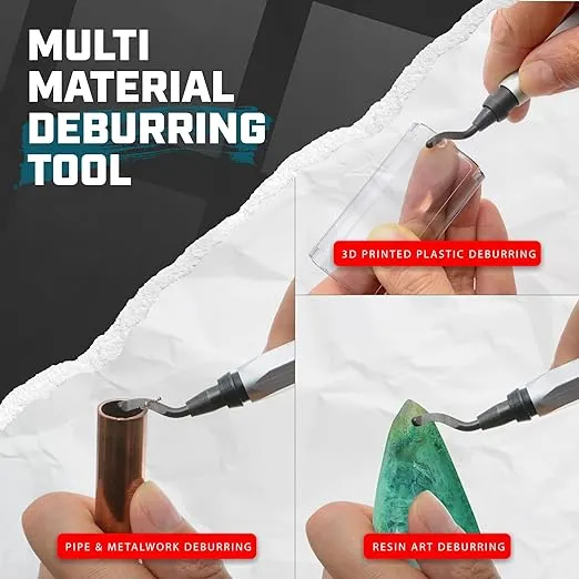 AFA Tooling - Deburring Tool with 10 Extra High Speed Steel Swivel Blades - Works on Metal, Resin, PVC Pipes, Copper, Plastic and 3D Printed Edges - Plumbing & 3D Printing Burr Removal Reamer Tool