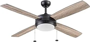 Kailani, 52 Inch Contemporary Indoor LED Ceiling Fan with Light, Pull Chain, Thr