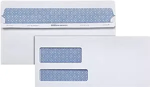 Office Depot 100% Recycled Lift Press(TM) Double-Window Envelopes, #10 (4 1/8in. x 9 1/2in.), White, Box Of 500, 76133