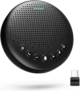 EMEET Conference Speaker and Microphone Luna 360° Voice Pickup w/Noise Reduction/Mute/Indicator USB Bluetooth Speakerphone w/Dongle for 8 People Daisy Chain for 16 Compatible with Leading Software