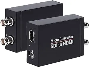 SDI to HDMI Converter, SDI to HDMI Audio De-embedder Support 3G-SDI, HD-SDI, SD-SDI Auto Format Detection and Stereo Audio De-embedder, SDI Loopout (Black)