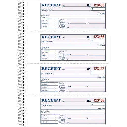 Adams® Carbonless Receipt Book, 3" x 8", 2-Part, 200 Sets/Book (SC1182)