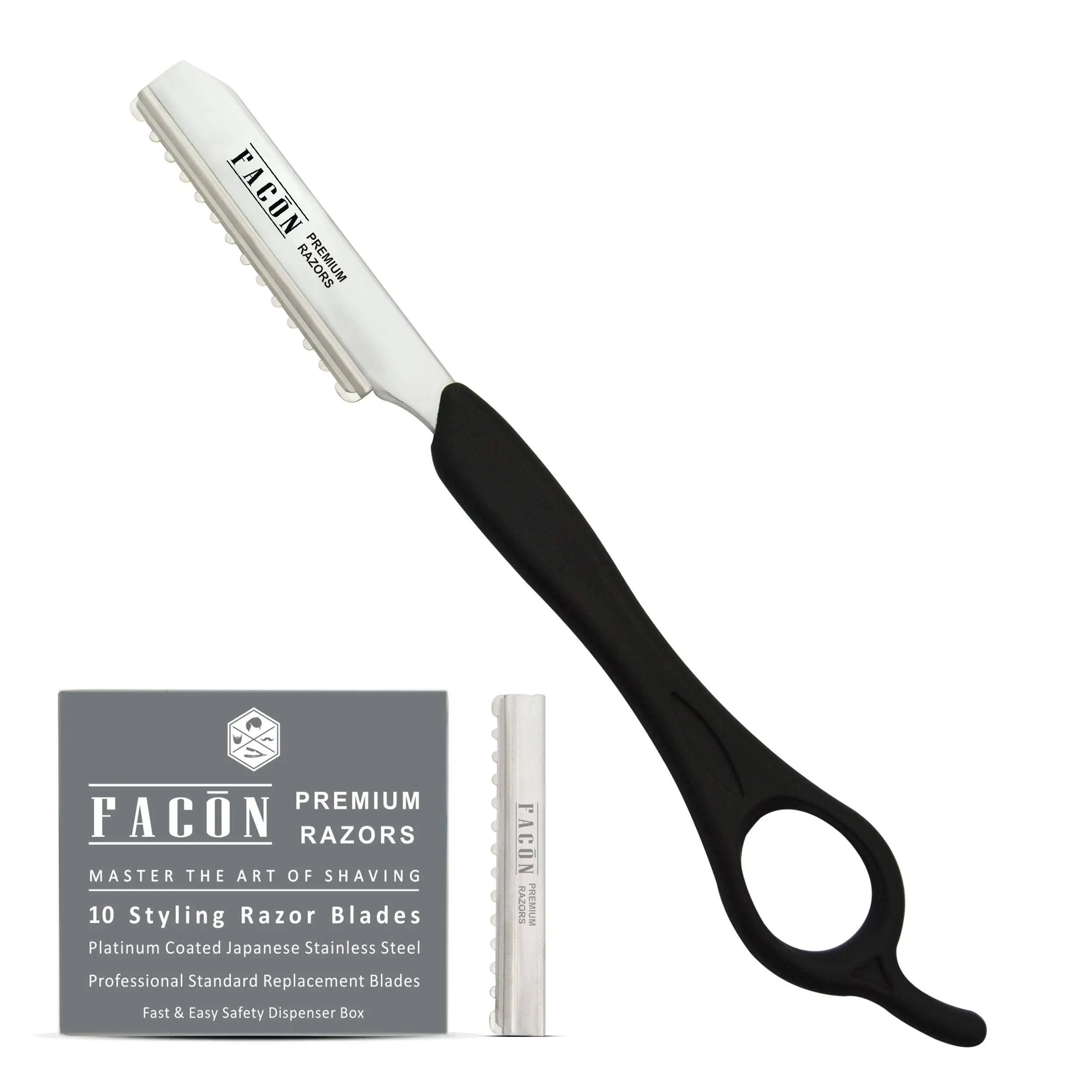 Facn Professional Hair Styling Thinning Texturizing Cutting Feather Razor + 10 Replacement Blades