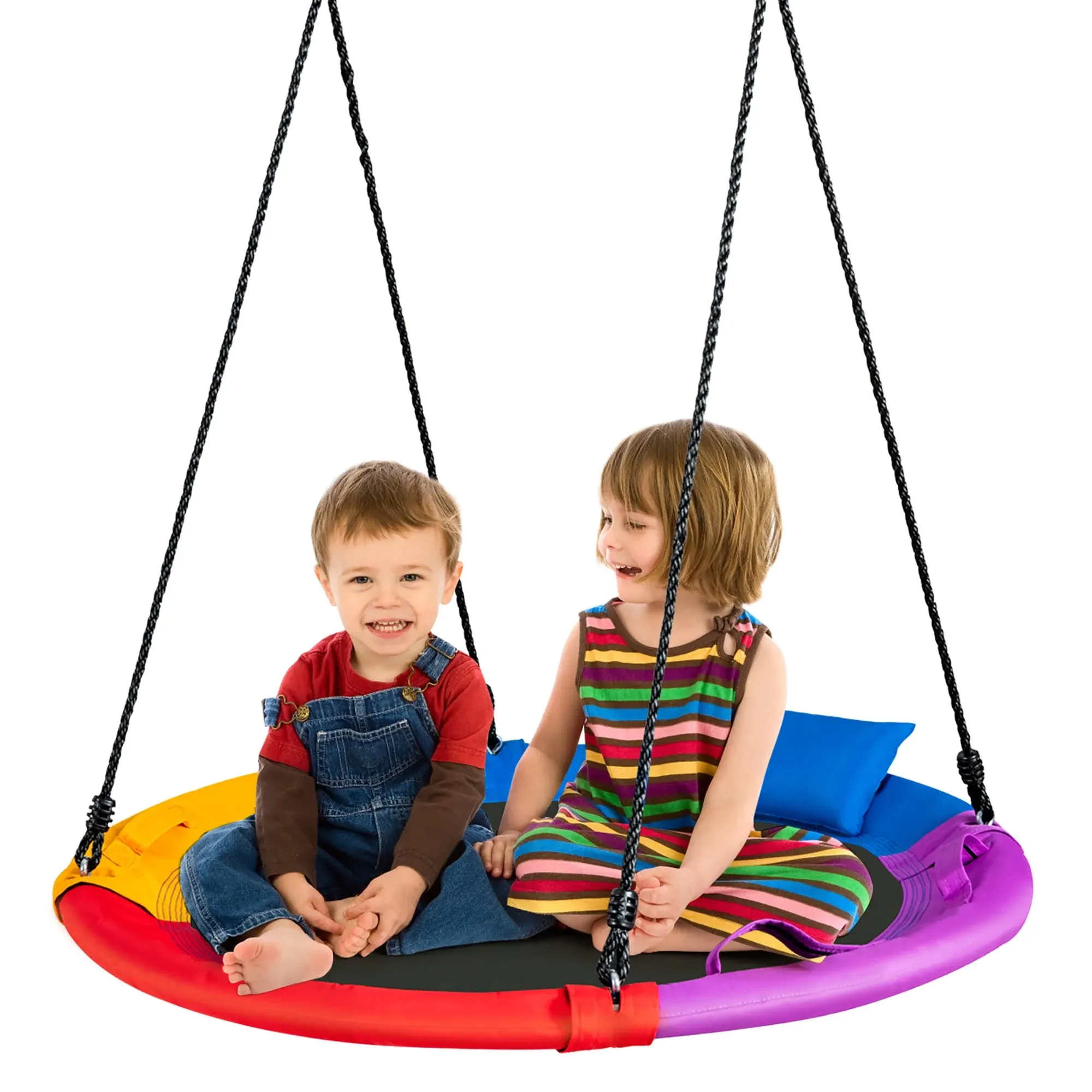 Babyjoy 40&#034; Saucer Tree Swing Outdoor Round Platform Swing w/ Pillow &amp; Handle