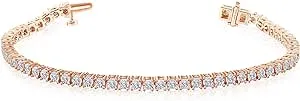 Diamond Muse 1/2 Carat Diamond, Prong Set Rose Gold Rhodium Over Sterling Silver Diamond Tennis Bracelet (Diamond Quality I-J,I2-I3)