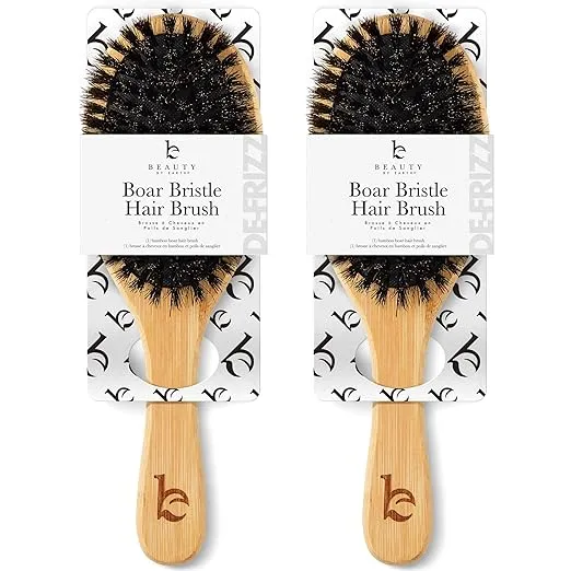 Boar Bristle Smoothing Brush - For Fine Hair, and 100% Bristles, Gentle on Sc...