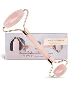 Kitsch Face Massager Rose Quartz Face Roller for Skin Care, Facial Roller & Jade Roller for Face Aging Wrinkles and Lifting, Eye Roller for Puffy Eyes, Rose Quartz Roller for Face Neck Fine Lines 1 Pc