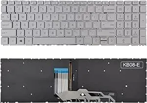 TLBTEK Backlight Keyboard Replacement Compatible with HP Envy X360 15-ED 15-EE 15T-ED 15M-EE 15M-EE0013DX 15M-EE0023DX 15M-ED 15M-ED0023DX 15Z-EE,Envy 17-CH 17m-CH 17-CG Series Laptop (Silver)