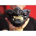 Oni Samurai Mask Cool Halloween Mask Costume Airsoft Tactical Mask Black Half Face Mask Cosplay Costumes for Adults Halloween Party Props