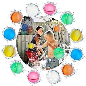 12Pcs Reusable Water Balloons Refillable Water Balloons Quick Fill Self-Sealing Soft Silicone Water Bombs Splash Balls for Fun Outdoor Water Fight