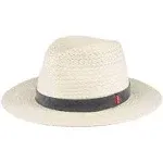 Levi's Men's Straw Panama Hat with Denim Washed Band - Natural, Black