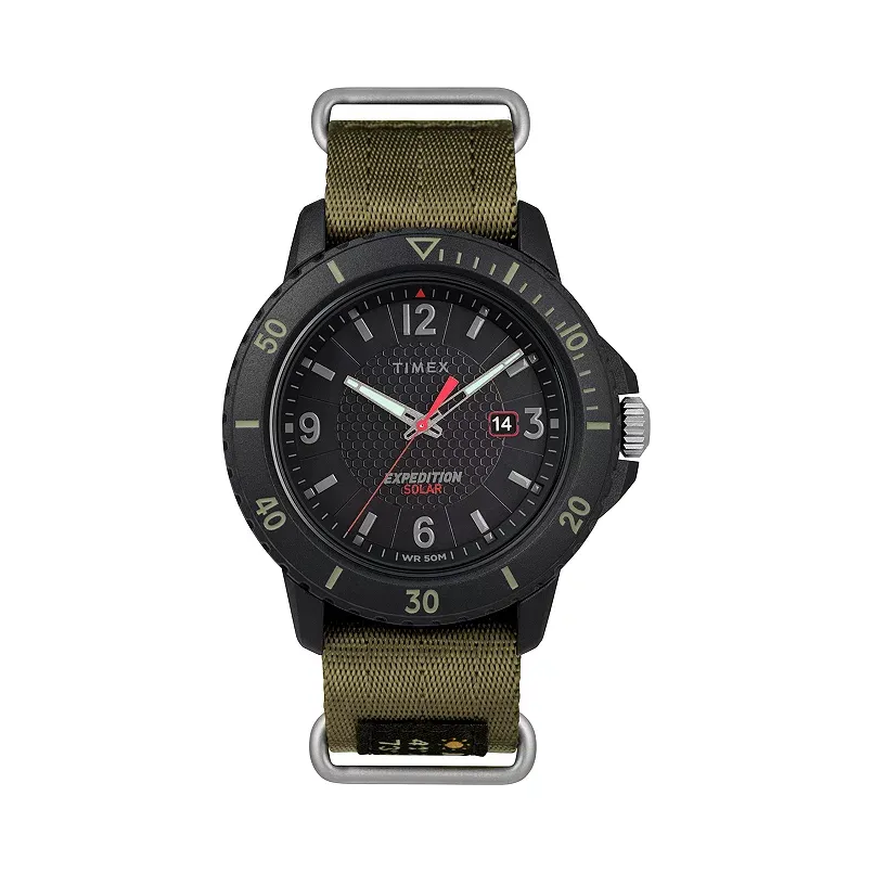 Timex Gallatin Nylon Slip-Thru Watch - Solar Green-Black Dial