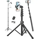 Nineigh Phone Tripod, 81" Tripod for Cell Phone, Selfie Stick Phone Tripod for Video Recording Photo Vlog, Travel Tripod Stand with Gooseneck Remote