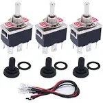 3 Pcs Latching Toggle Rocker Switches 6 Pin 3 Position ON/Off/ON DPDT Heavy D...