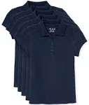 The Children's Place Girls' 5 Pack Short Sleeve Ruffle Pique Polo, Tidal, XX-Large (Plus)