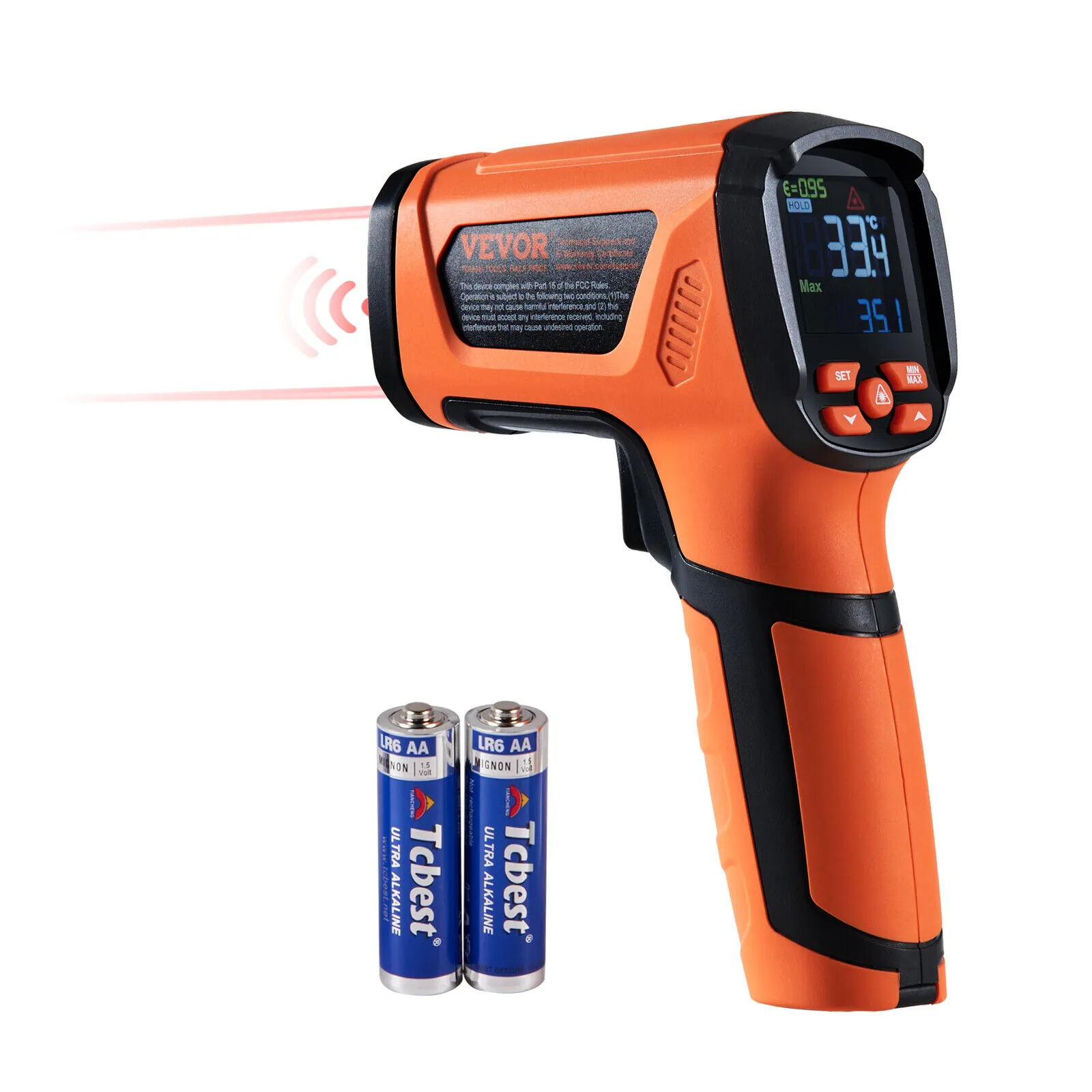 VEVOR Infrared Thermometer -40°F - 2732°F Dual Laser Temperature Gun Non-Contact