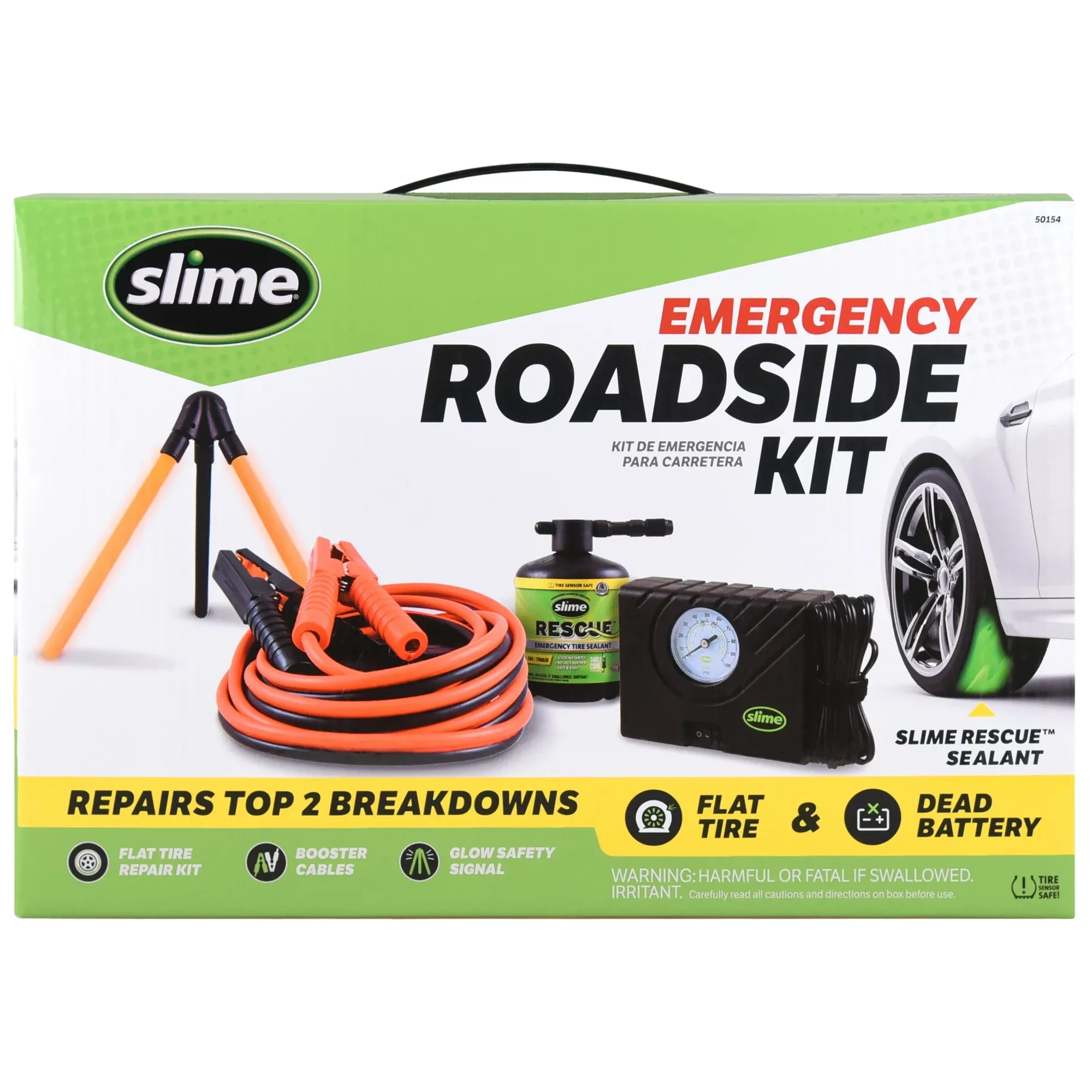 Slime Emergency Roadside Kit with Tire Inflator, Jumper Cables and Tire Sealant