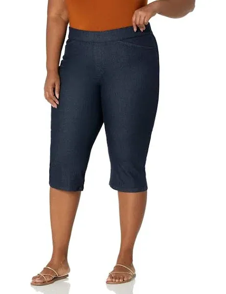 Chic Classic Collection Women's Plus Size Easy Fit Elastic Waist Pull-On Capri