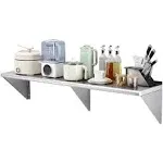 VEVOR Stainless Steel Shelf 14 in. x 60 in. Wall Mounted Floating Shelving 400 lbs. Load Commercial Shelves Silver