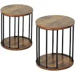 HDANI Wooden Stool Set of 2 for Kids,Adults,300lbs Load Capacity Garden Round Wood Stool,Non-Slip Small Step Stool for Plant Stand,Kitchen,Bathroom