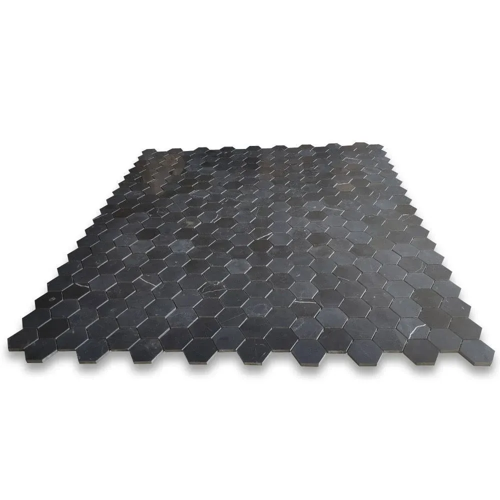 Nero Marquina Black Marble 2 inch Hexagon Mosaic Flooring Tile Honed, 1 sheet - Contemporary - Mosaic Tile - by Stone Center Online | Houzz