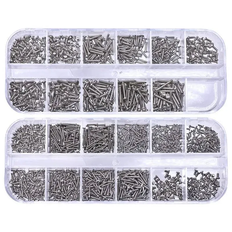 Mini Skater 23 Size Nickel Plating Tiny Eyeglass Screws Sunglass Spectacles Watch Repair Replace Micro Parts Assortment kit,1650PCS