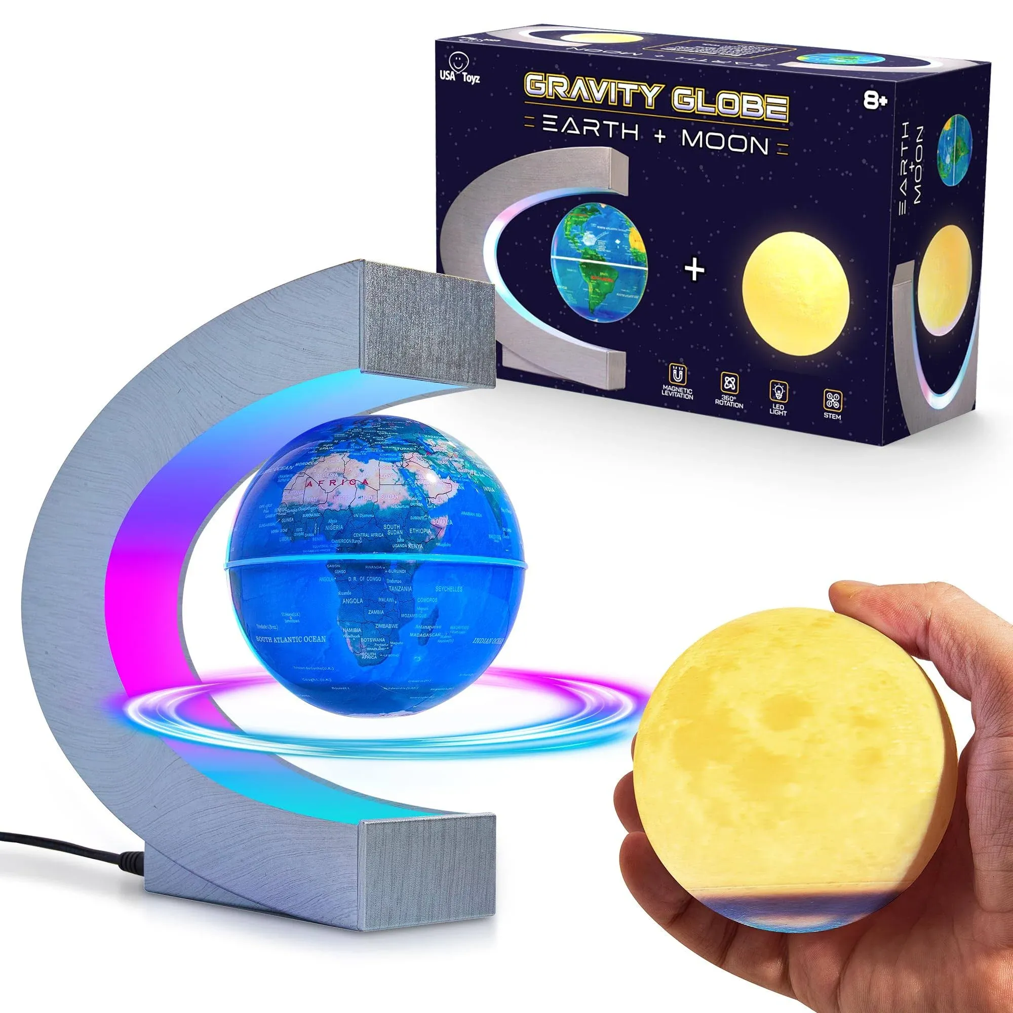 USA Toyz Gravity Globe Earth & Moon Balls with C Frame Set