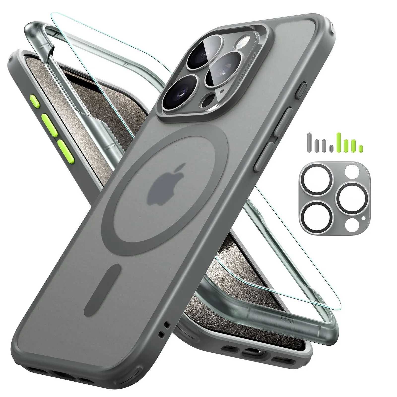 iPhone 15 Pro Classic Pro Case (HaloLock) Set Frosted Grey