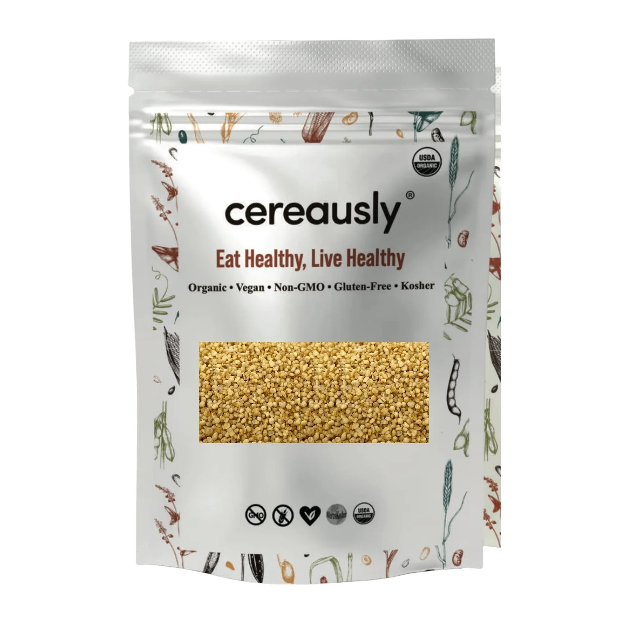 Cereausly Puffed Quinoa Premium Quinoa Crispies Made with Organic White Quinoa ...