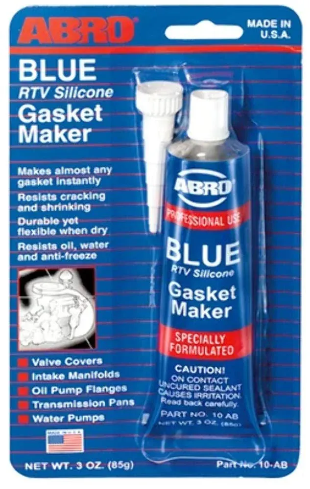 ABRO RTV Silicone Sealant and Gasket Maker: Up to 500 Degree F Heat, High Temp Silicone Sealant/Head Gasket Sealant, 3 oz/85g Tube - Blue