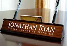 Personalized Desk Name Plate Dark Wood Finish