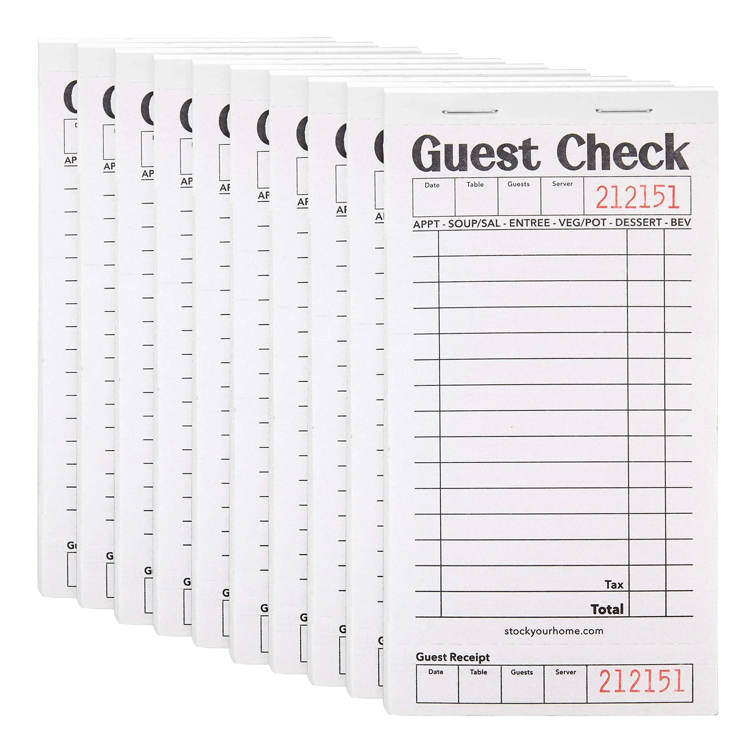 Stock Your Home Black+White Guest Check Books for Servers (10 Pack) Server Note Pads, Waiter Checkbook, Food Receipt Book, Restaurant Order Pad, Paper