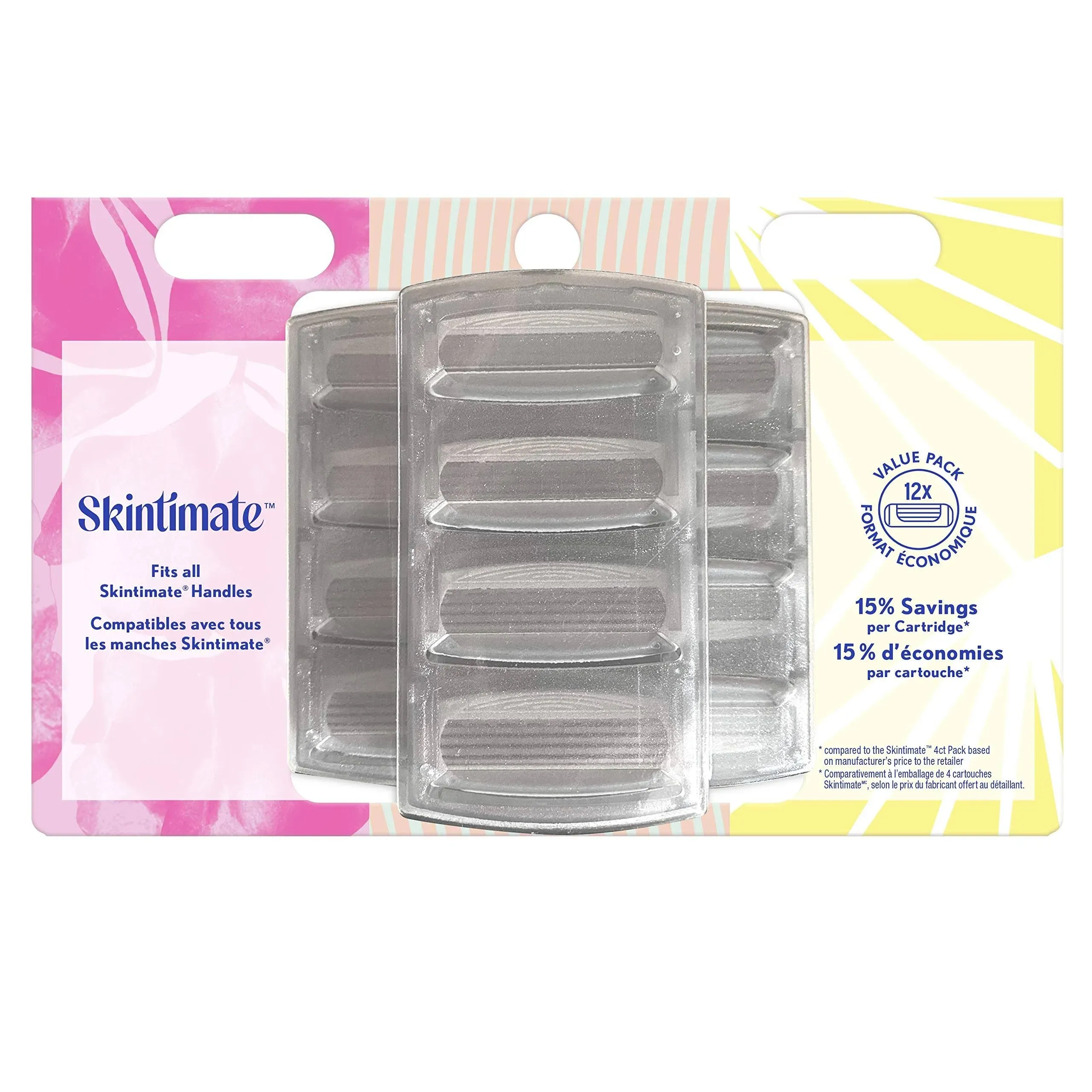 Skintimate 4-Blade Razor Refill Cartridges with Aloe and Vitamin E, 12 Count