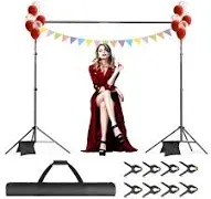 Backdrop Stand 10x7ftWxH Photo Background Stand Adjustable Support Kit with 2...