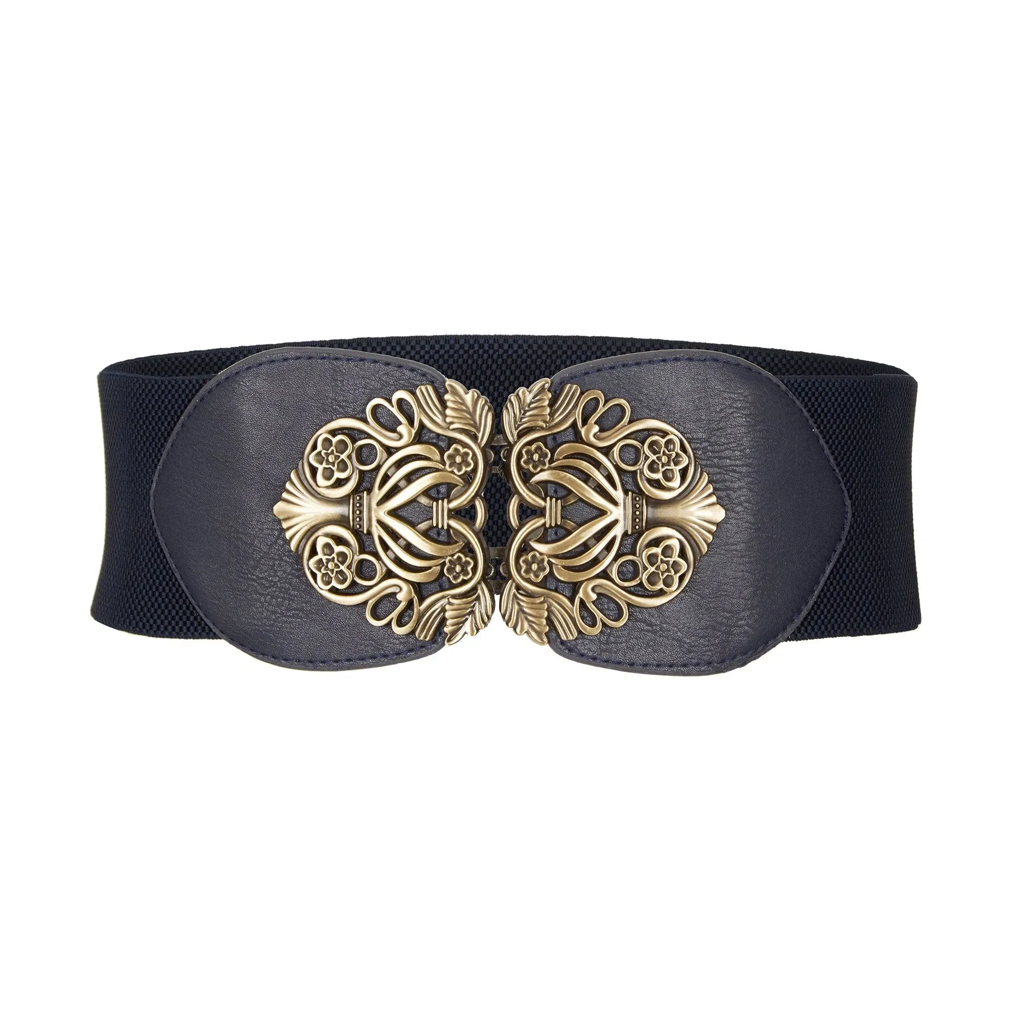 Elastic Vintage Buckle Belt - Midnight Blue