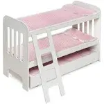 Badger Basket Trundle Doll Bunk Bed with Ladder and Personalization Kit in White/Pink | buybuy BABY