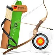 BOWRILLA® Wooden Bow and Arrow for Kids with 10 Arrows, Quiver, 3 Targets & Storage Bag | Kids Bow and Arrow Set for Right- and Left-Handers | Indoor and Outdoor Toys for Children Boys & Girls