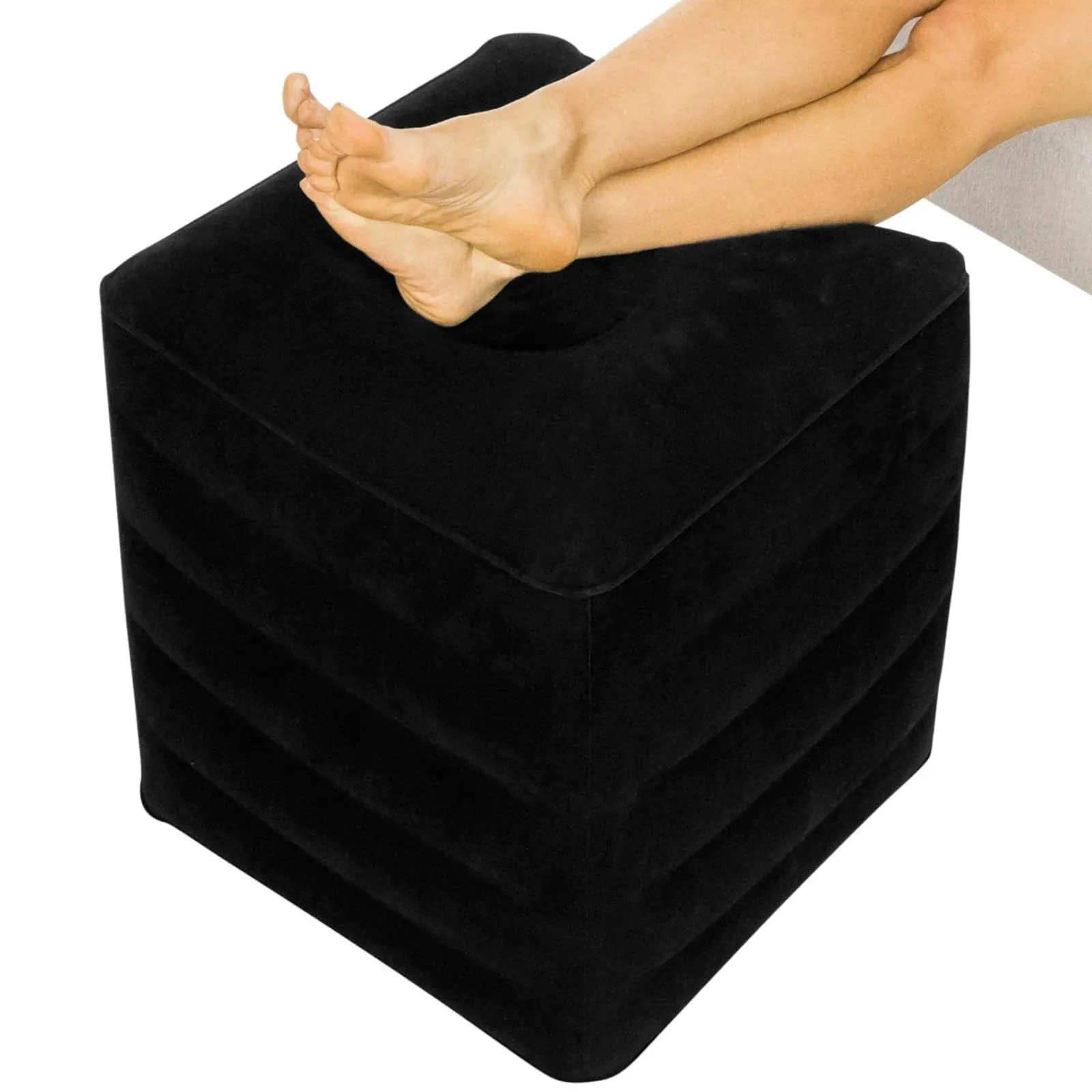 Inflatable Ottoman Travel Foot Rest - Foot Pillow for Office Desk, Car, Chair, A