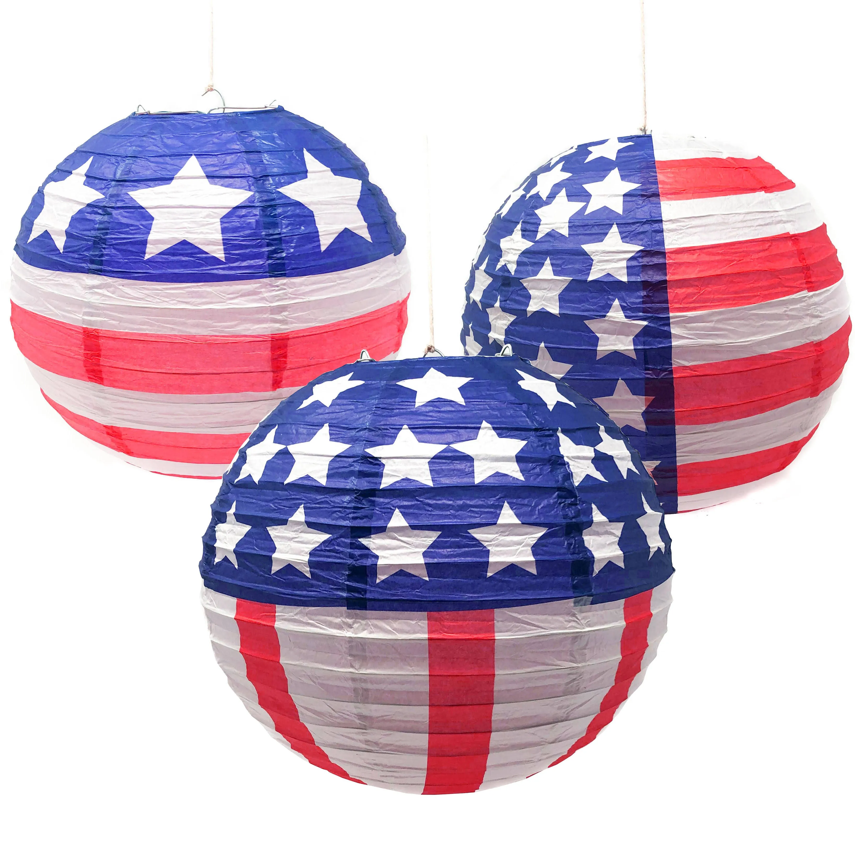 Podzly 12 Patriotic Lanterns Red White Blue 12 Inch American Flag Paper Lanterns for 4th of July