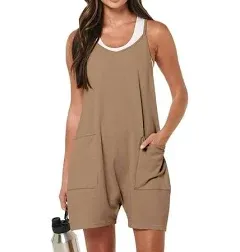 Women's Overall Shorts Rompers Sleeveless Spaghetti Strap Baggy Overalls Jumpers High Elasticity and Loose Fitting