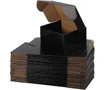 Hoikwo 25 Pack 8x8x4 Shipping Boxes for Small Business, Black Packaging Cardboard Boxes, Moving Mailing Packing Box