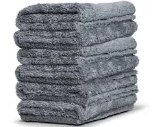 Edgeless Microfiber Towel Car Drying Wash Buffing 6Pack 16&#034;x16&#034; Ultra Gray