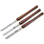 3-Pieces Bowl Gough Lathe Chisel Set,Wood Lathe Turning Tools 1/4-Inches, 3/8-Inches and 1/2-Inches Wood Turning Tools