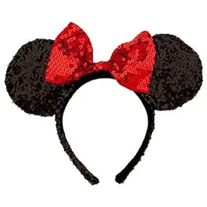 Disney Theme Parks Minnie Mouse Sequin Headband Red Black Mouse Ears