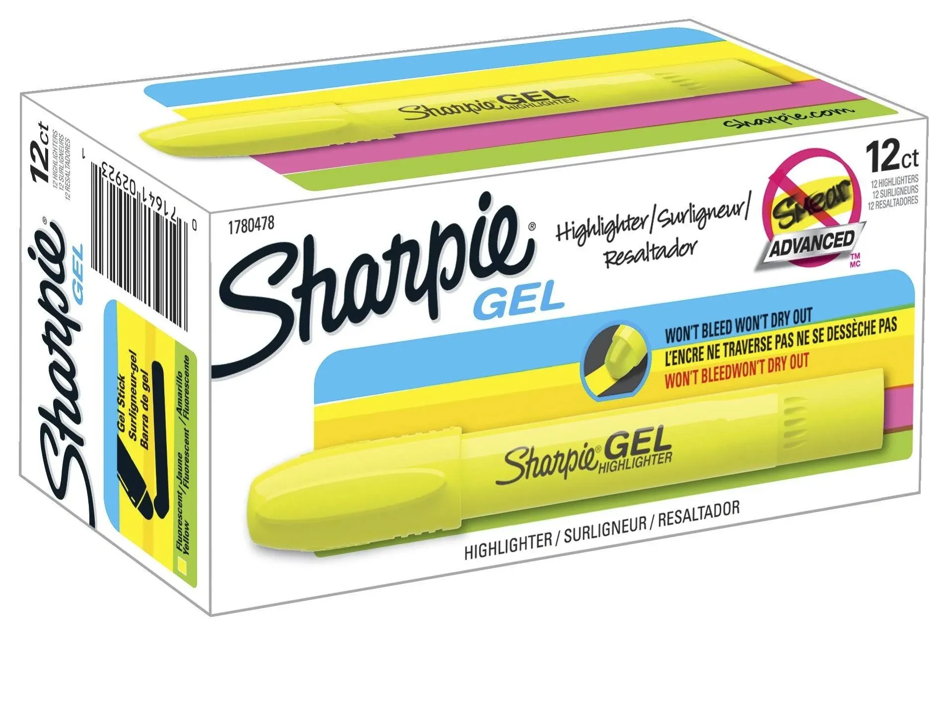 Sharpie Gel Highlighters, Bullet Tip, Fluorescent Yellow