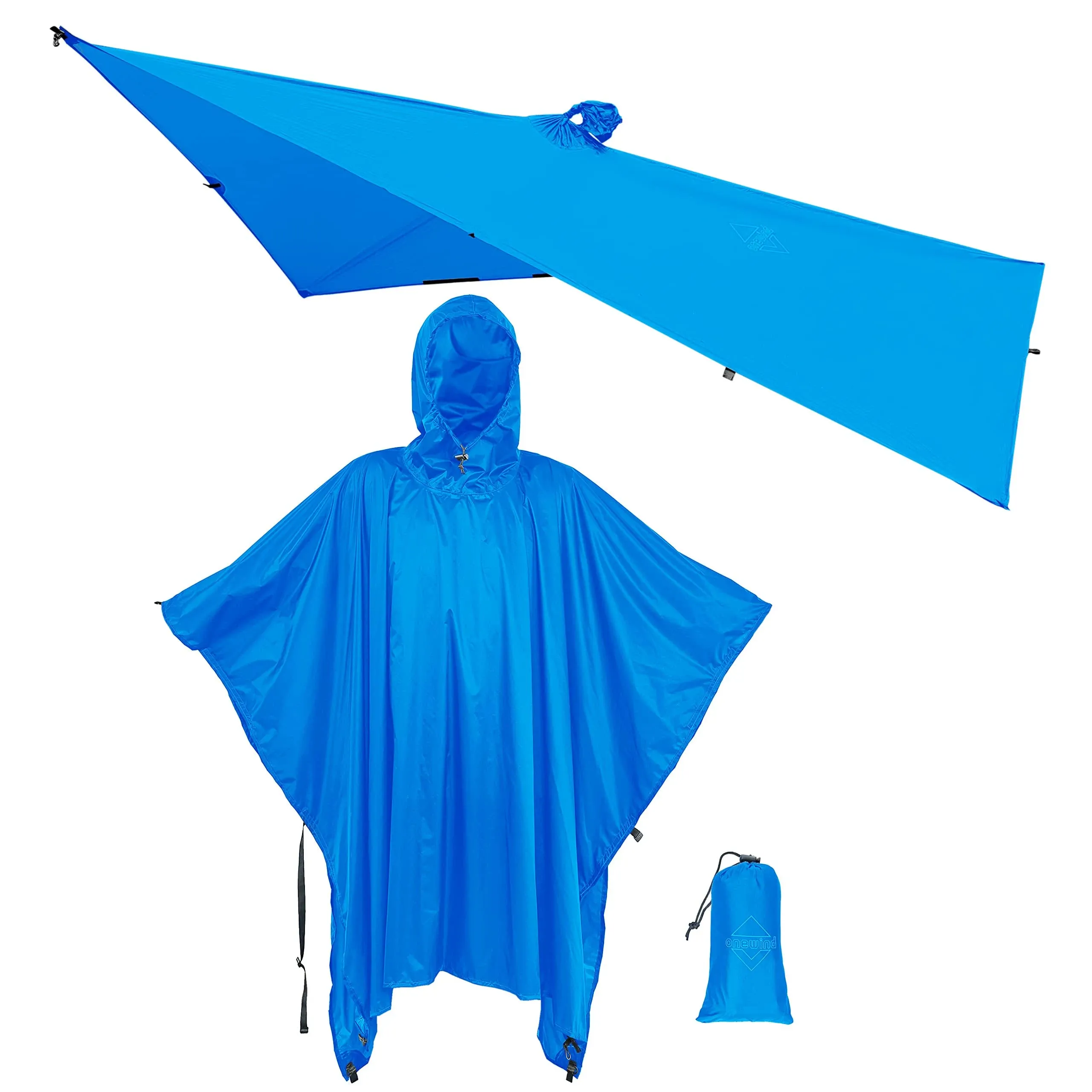 Ultralight Silnylon Poncho Tarp Shelter Rain Jacket With Hood