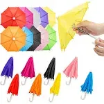 Hiawbon 1:6 Scale 8 Pcs Miniature Umbrellas Adjustable Mini Colorful Sunny Rainy Umbrella for 18 inch People Decoration