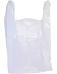 100 Large Plastic Grocery T-Shirt Bags - Plain White 12" x 6" x 21" by Ja Kitchens