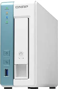 QNAP 1-Bay Personal Cloud NAS for Backup and Data Sharing 4-core 1.7GHz 1GB RAM w/ Lockable Drive Tray TS-131K-US